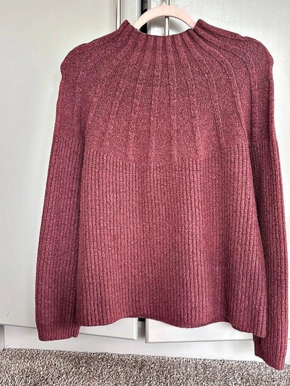 Nine West Ribbed Crew Neck Sweater in Pink Medium